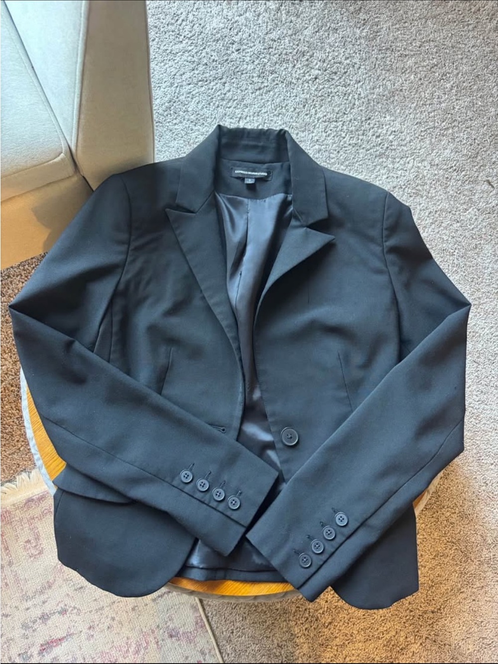 Express Jacket Womens Size 0 Design Studio Black Polyester Button-Up Formal Coat - Picture 1 of 5